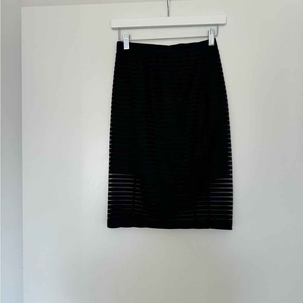 Bebe Black Mesh Pencil Skirt